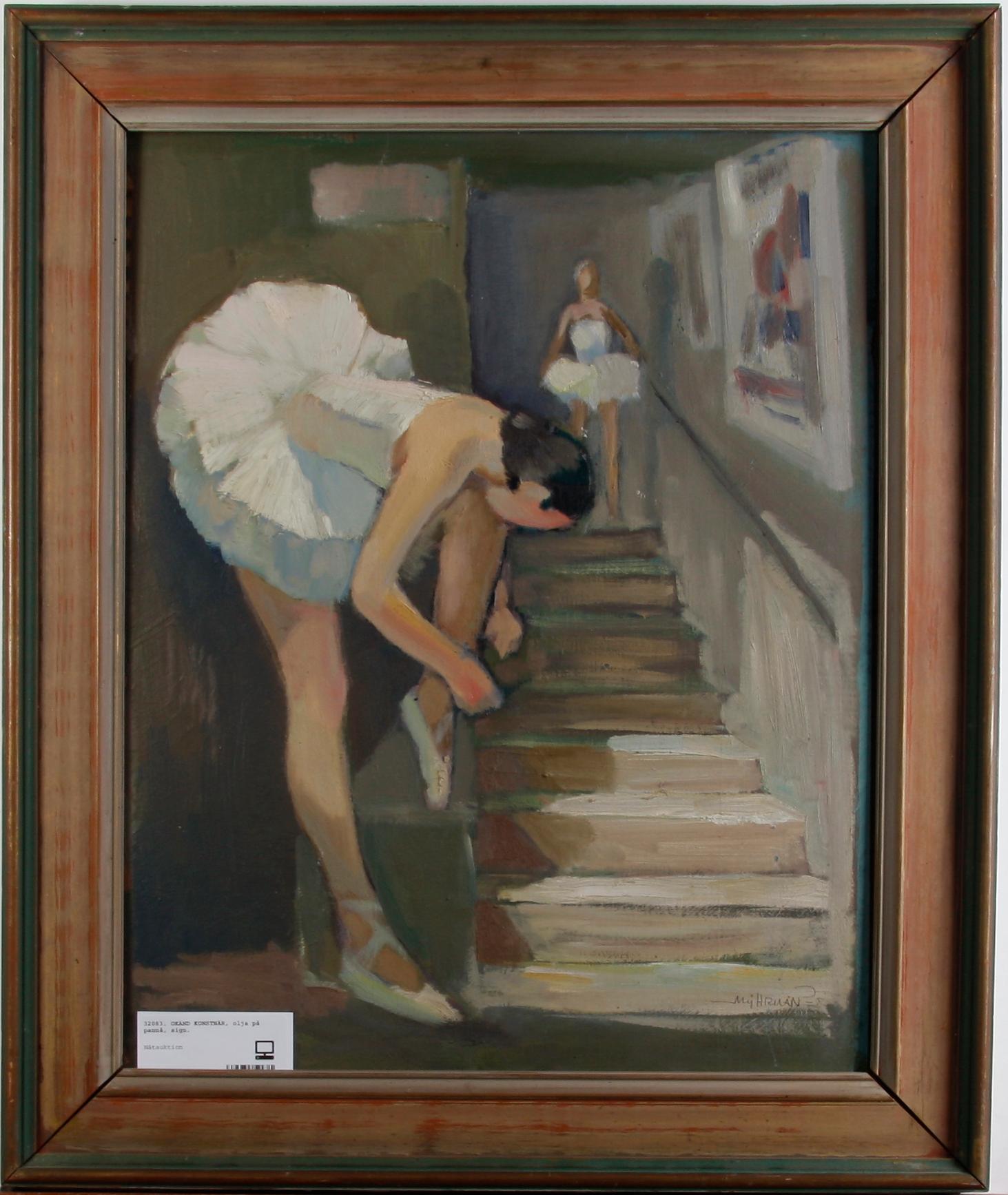 OKÄND KONSTNÄR, olja på pannå, sign.