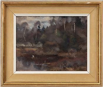 Lindorm Liljefors, Autumn landscape with mallard.