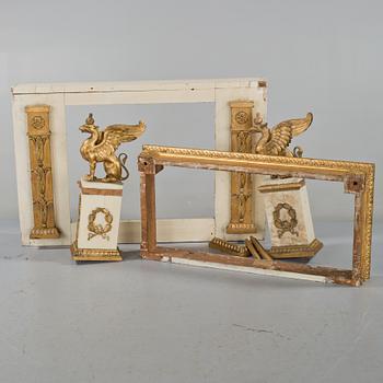 DELAR TILL KONSOLBORD, PG Bylanders spegelfabrik Göteborg, 1800-talets första hälft.