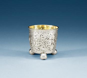 873. A Swedish parcel-gilt beaker, makers mark of Anders Wilhelm Malthow, Stockholm 1706.