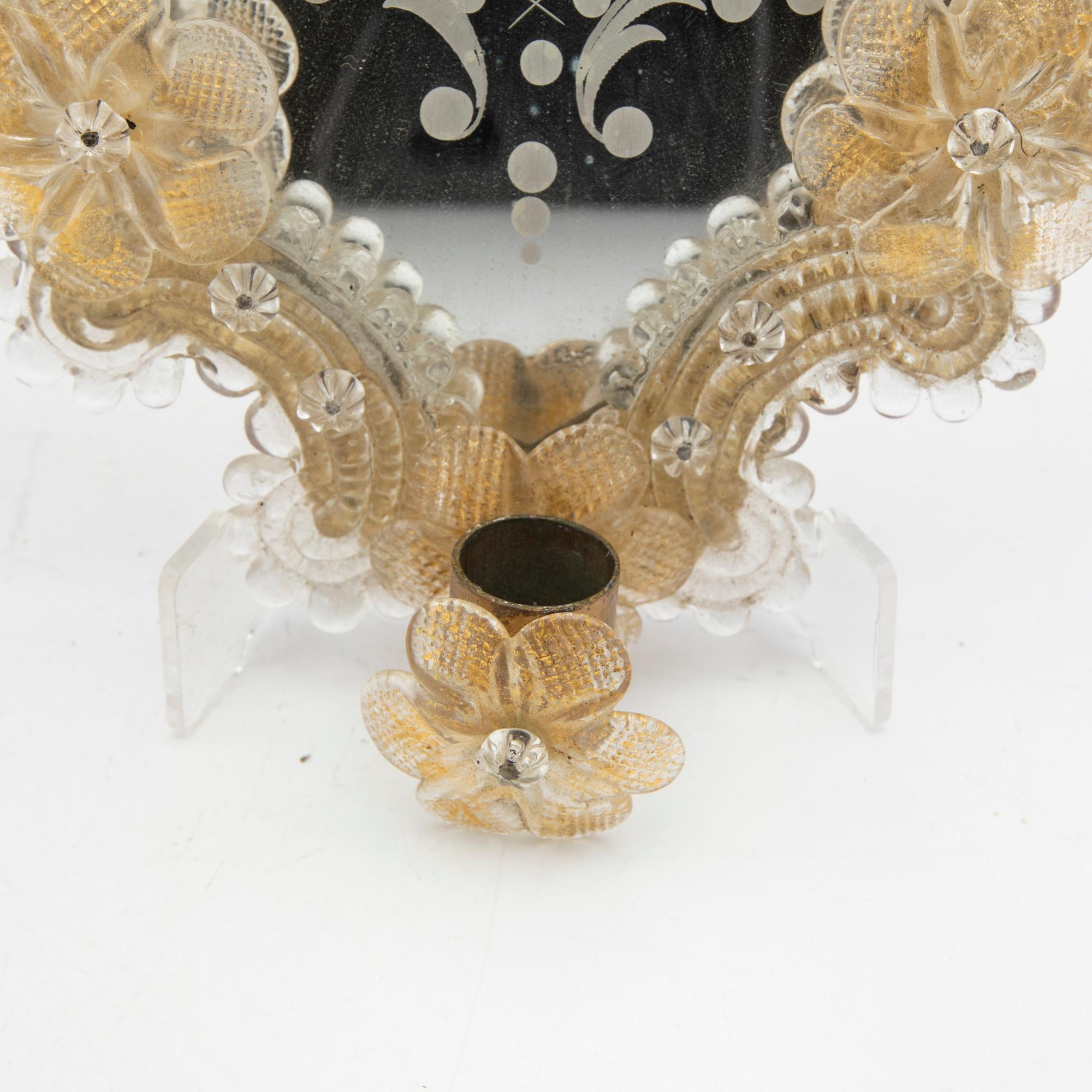 Mirror sconces, a pair, possibly Murano, 20th century.
