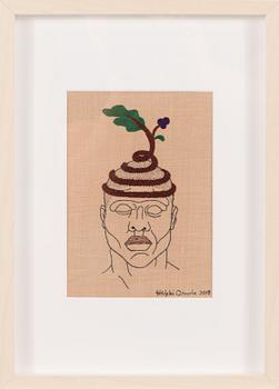 Heikki Orvola, embroidery, "Kenin päähine" series (Ken's headgear), signed Heikki Orvola 2018.