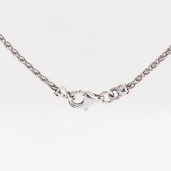 Halsband, 18K vitguld med droppformad peridot och diamanter totalt ca 0.44 ct.