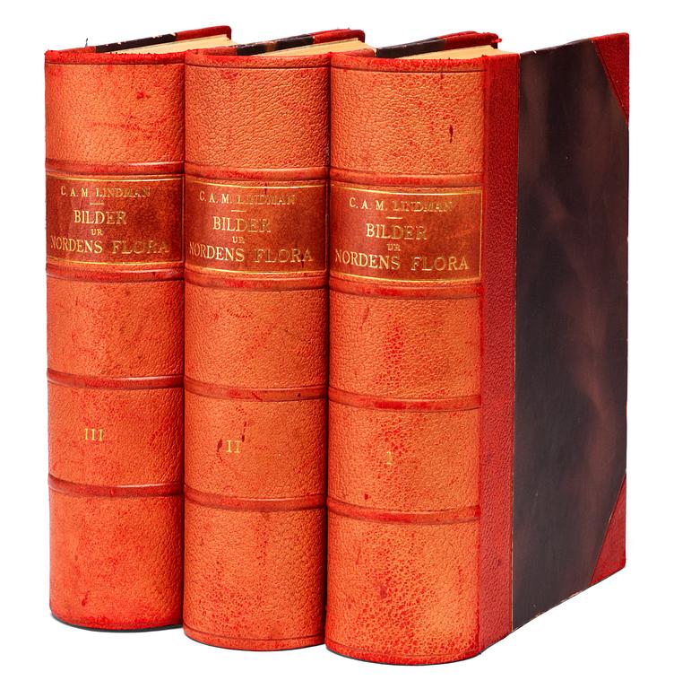 A set of three books  "Bilder ur Nordens flora", C.A.M Lindman, Wahlström & Widstrand, 1922-26.