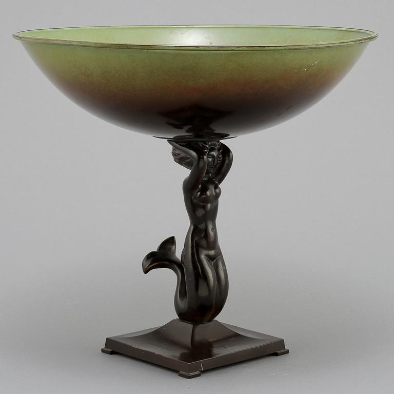 SKÅL PÅ FOT, patinerad brons, Ystad Brons, 1900-tal.