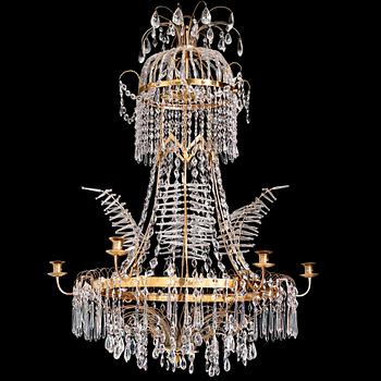 A late Gustavian seven-light chandelier by Carl Henrik Brolin (1765-1832), ca 1800.