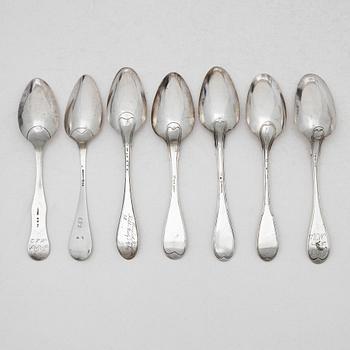 Matskedar, 7 st, silver, Sverige, 1700-1800-tal.