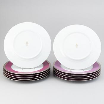 Chargers, 6+6 pcs, porcelain, Haviland Limoges Laque de Chine Platinum.