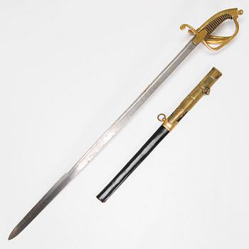 An Imperial Russian sabre, 1855, with scabbard.