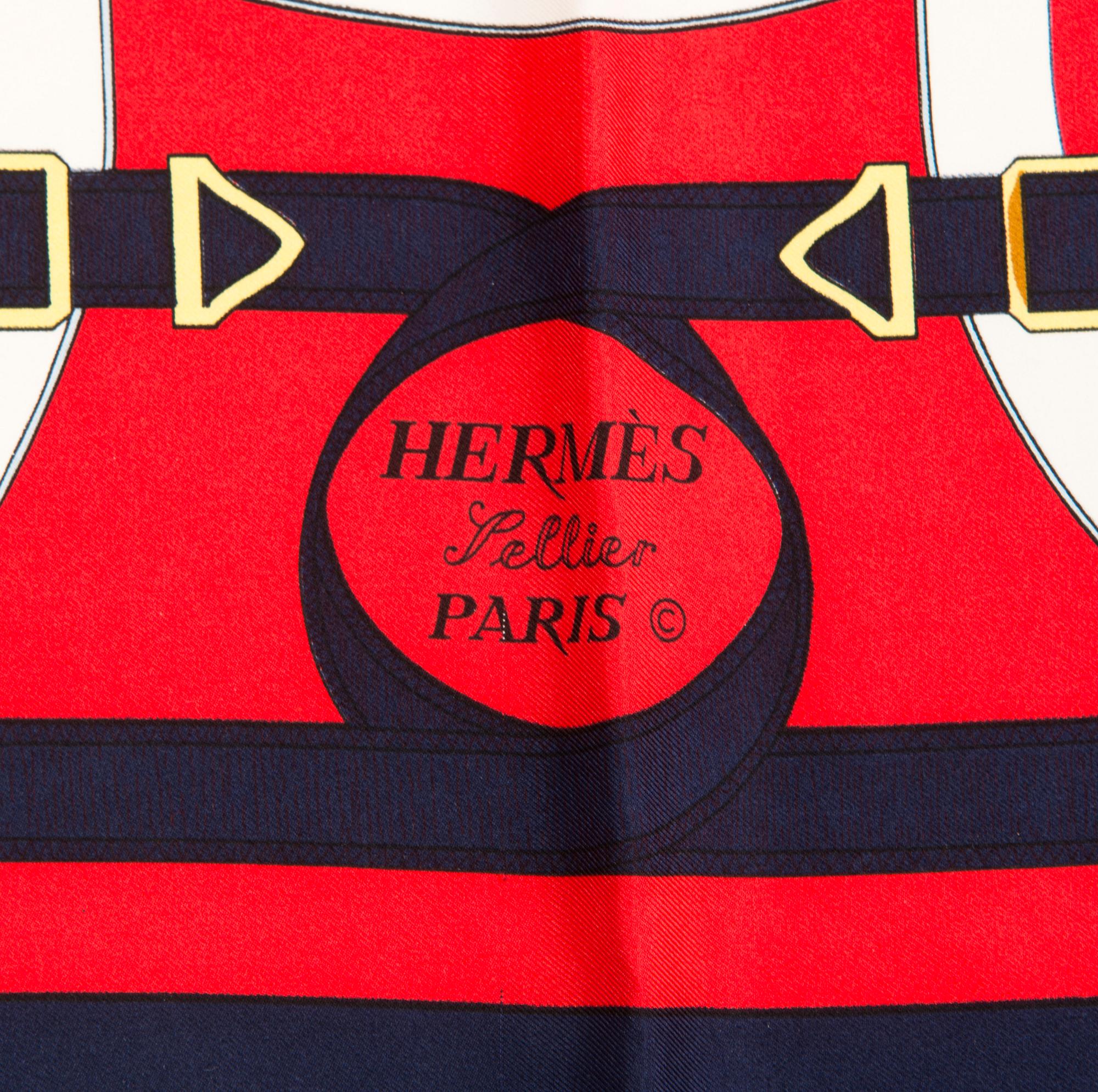 Hermès, "Eperon d'Or" silk scarf.