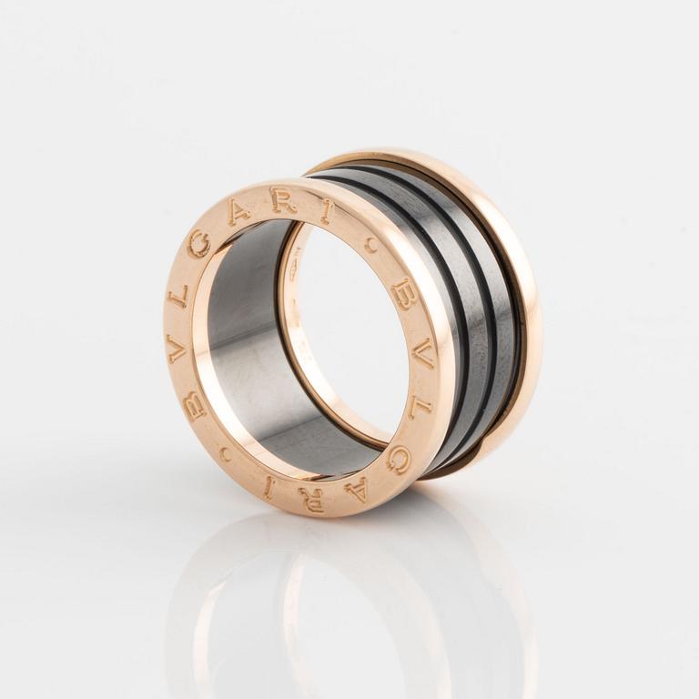 Bulgari, ring, "B.zero1", 18K rose gold and black ceramic.