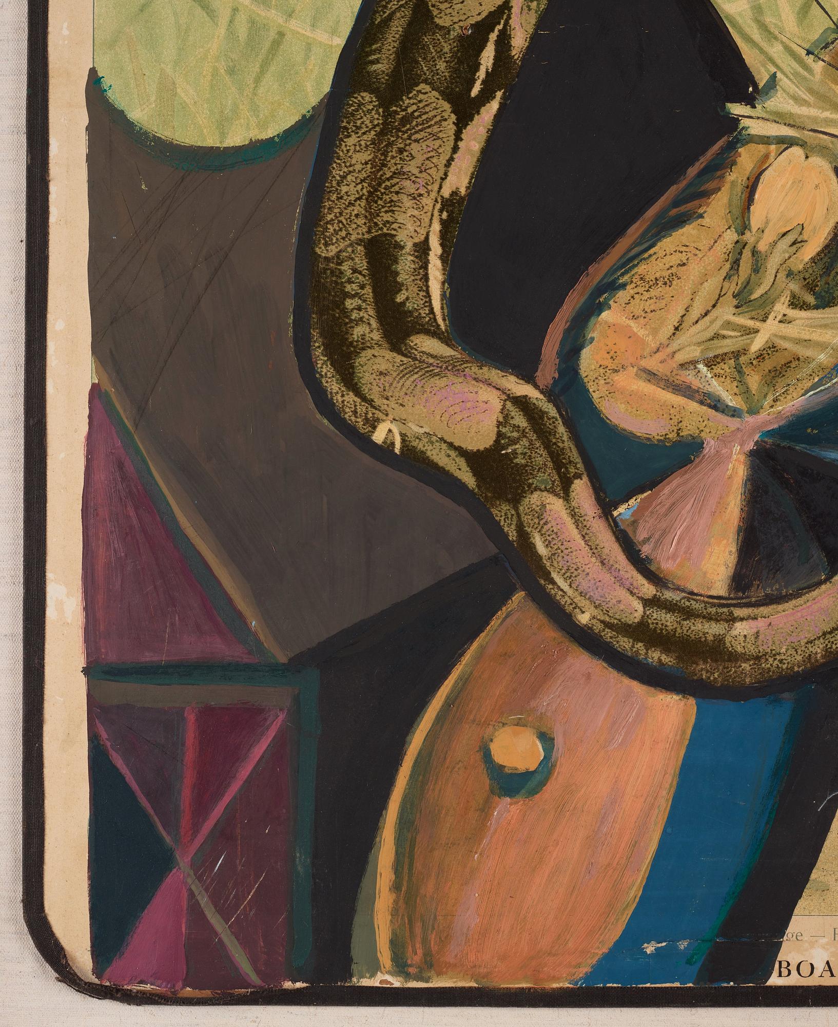 CO Hultén, oil on lithographic print, signed and executed 1952.