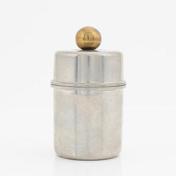 Estrid Ericson, a pewter and brass lidded jar, Svenskt Tenn, Stockholm 1968.