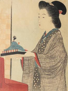 Träsnitt, fyra stycken, Ogata Gekko, Takeuchi Keishu och Kōgyo Tsukioka.