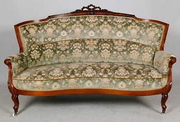 SALONGSMÖBEL, 6 delar, nyrokoko, sent 1800-tal.