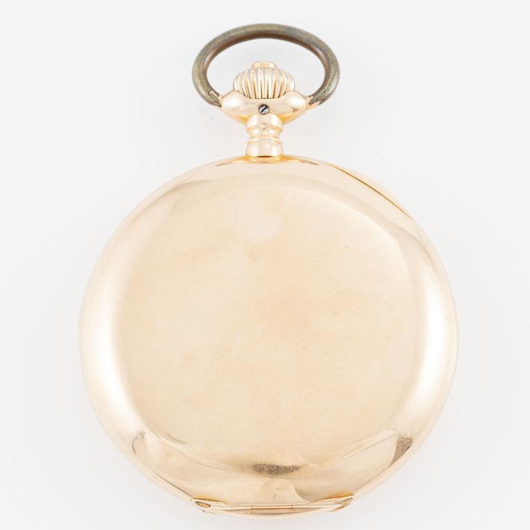 IWC, pocket watch, hunter, 18K gold, 52 mm.
