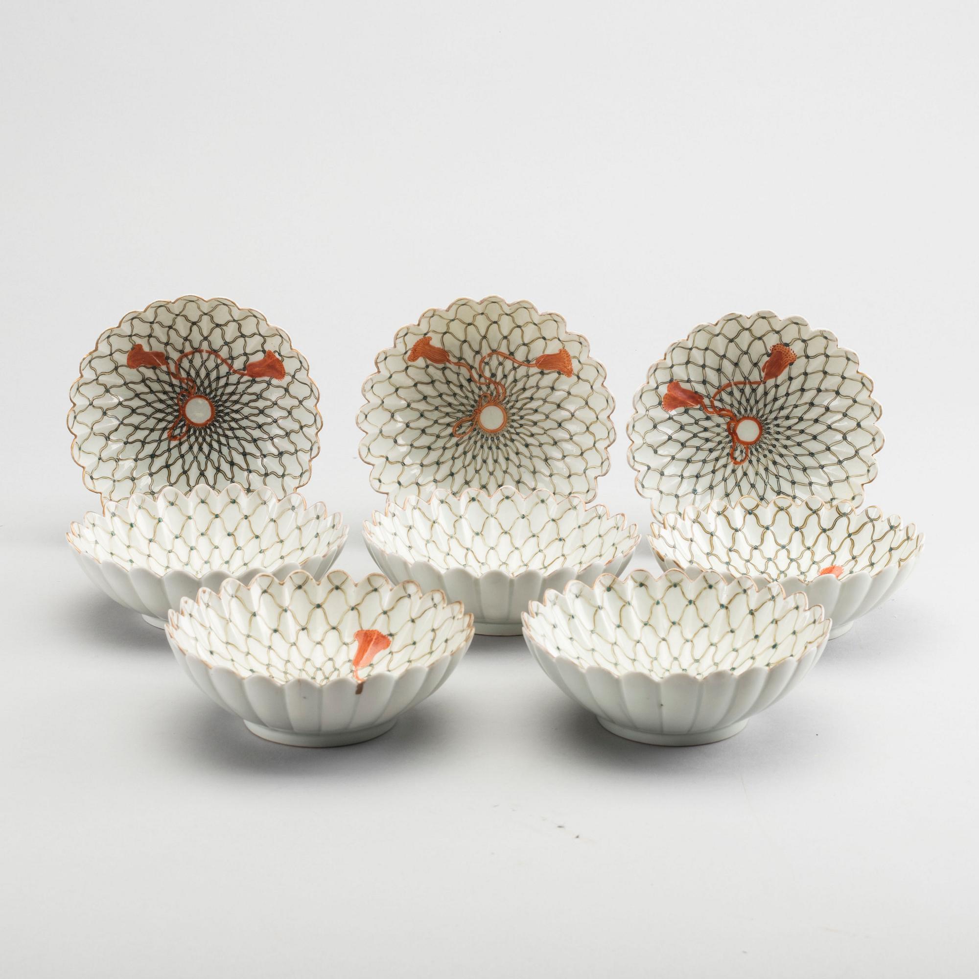 SKÅLAR, porslin, 8 st, Japan, 1900-talets första hälft.