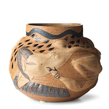 Eva Bengtsson, a stoneware vase, Frillesås, Sweden ca 1990.