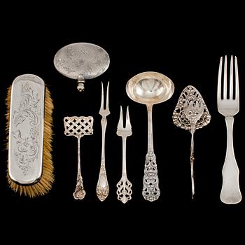 PARTI SILVER, 8 delar, 1800/1900-tal, silvervikt 300 g.