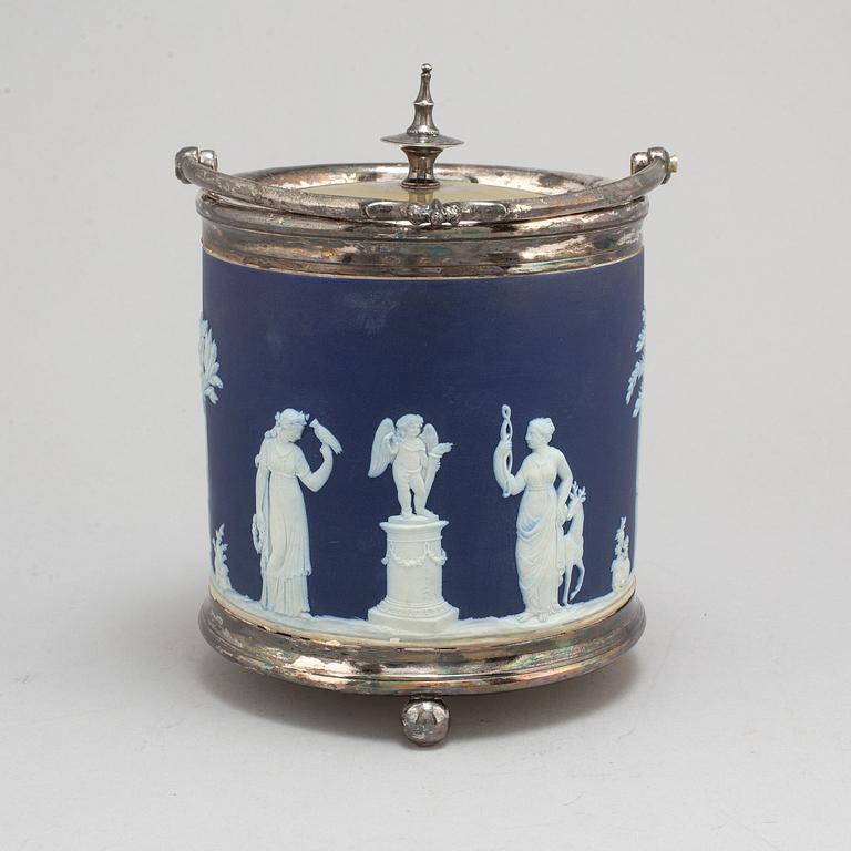 a jasperware and metal Wedgwood ice bucket from the early 20th century.