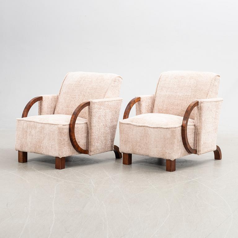 Armchairs, a pair, Art Deco, first half of the 20th century.