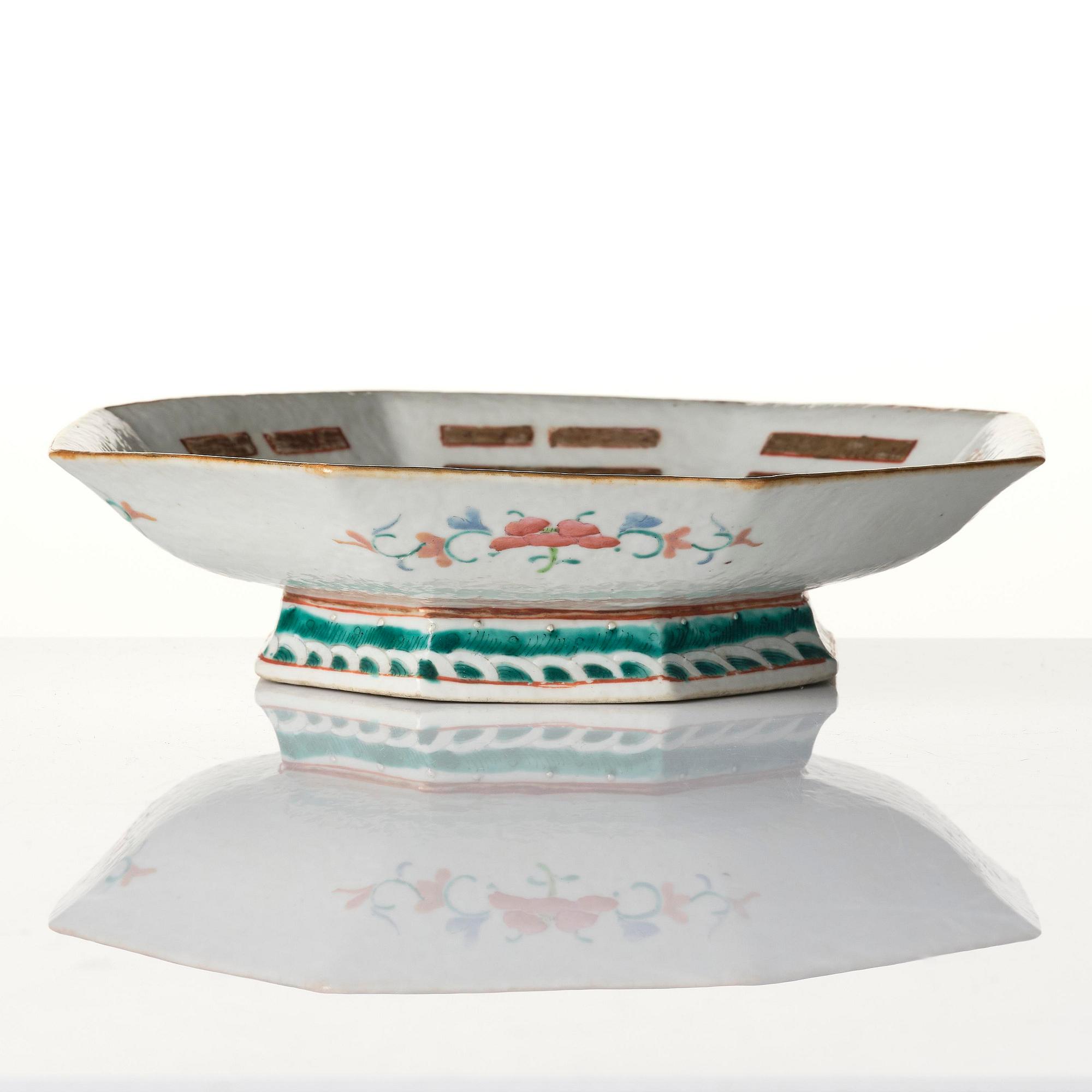 A octagonal 'trigram' dish, late Qing dynasty/around 1900.