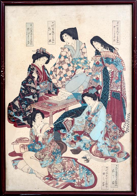 A st of three Japanese wood cuts around 1900.