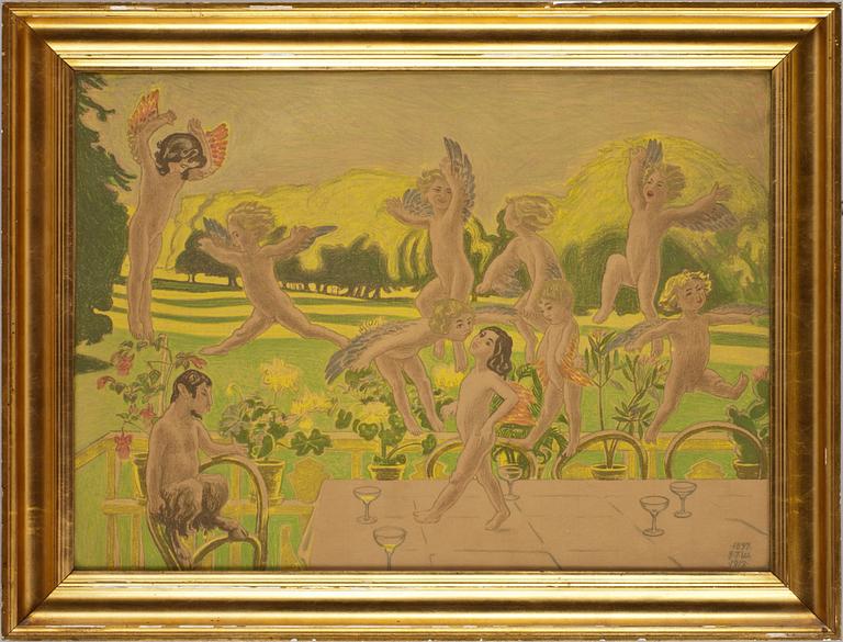 JENS FERDINAND WILLUMSEN, färglitografi. Sign 1897 JFW 1912 i trycket.