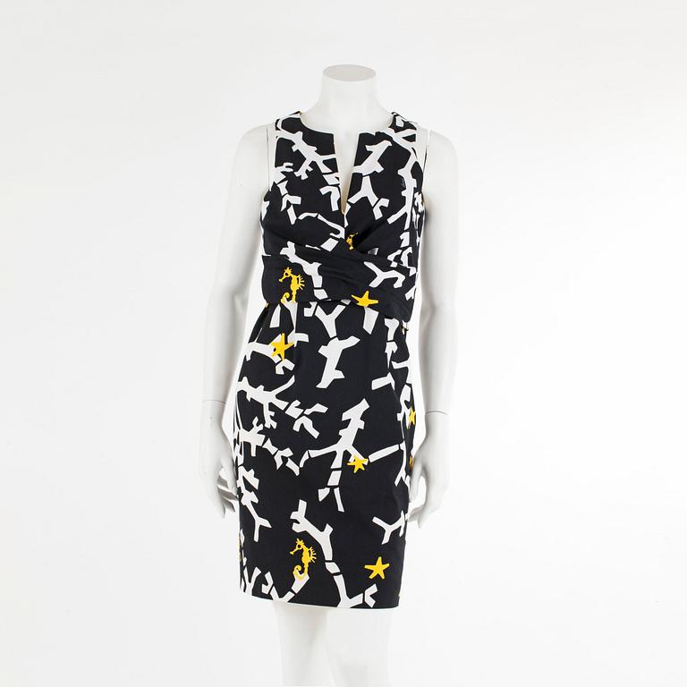 GUCCI, a black-and white printed cotton dress, italian size 42.