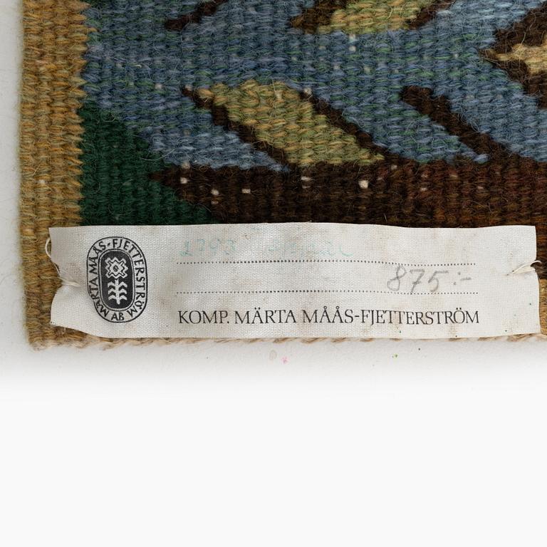 Märta Måås-Fjetterström, a 'Täppan' textile, tapestry technique, c. 22 x 47 cm, signed AB MMF.