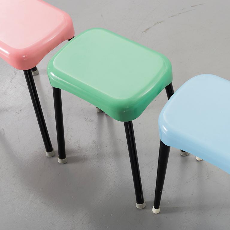 3 Italian plastic stools, Plastic Press Milano, 1950s-60s.