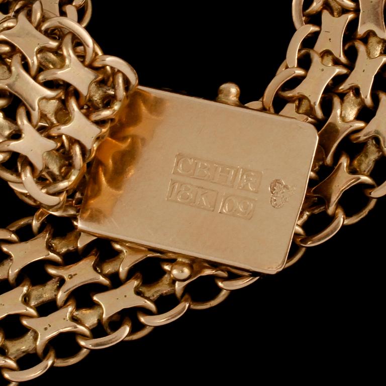 ARMBAND, 18k guld, Hallbergs, Köping, 1964. Vikt 21 g.