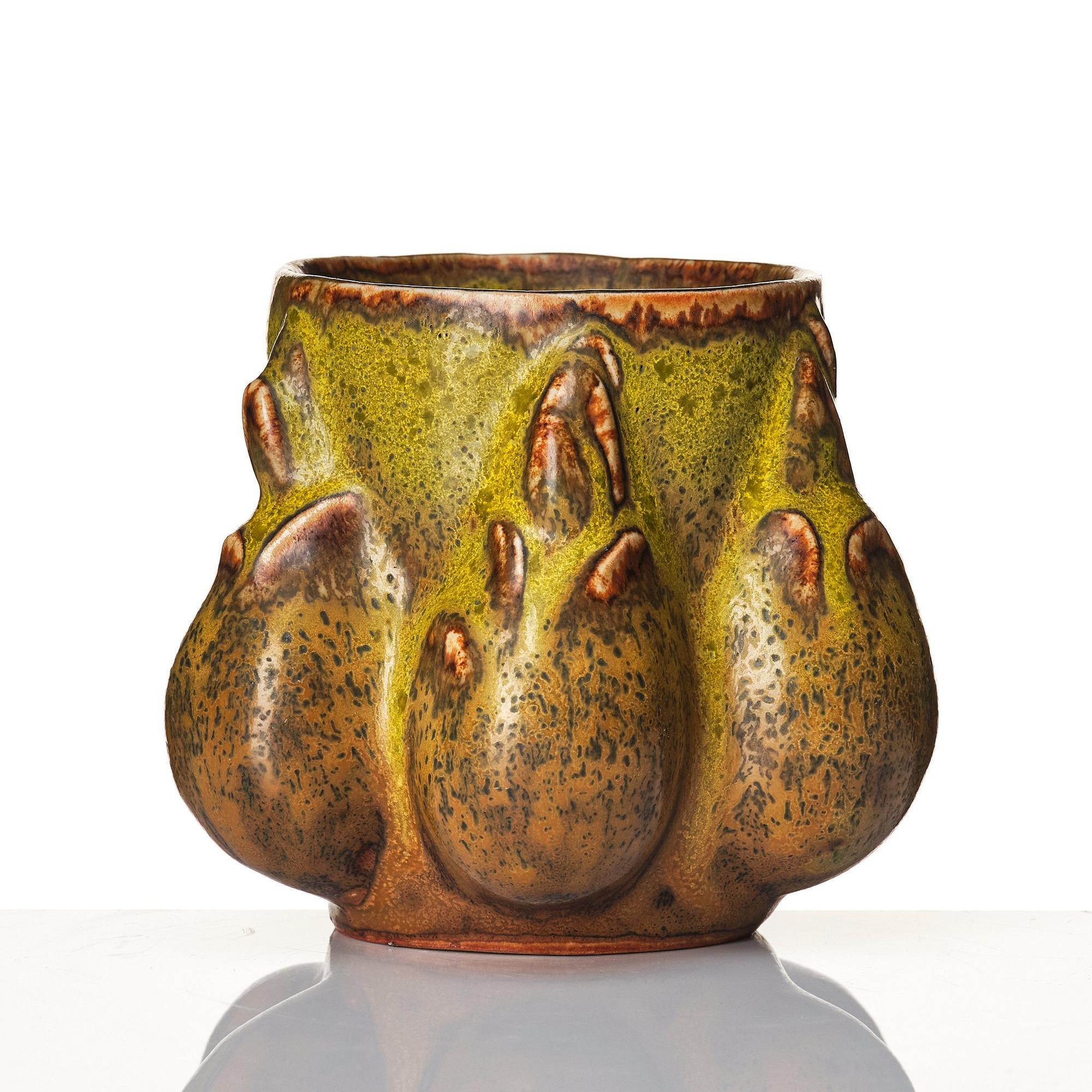Axel Salto, a 'sprouting style' stoneware vase, Royal Copenhagen, Denmark mid 20th century.