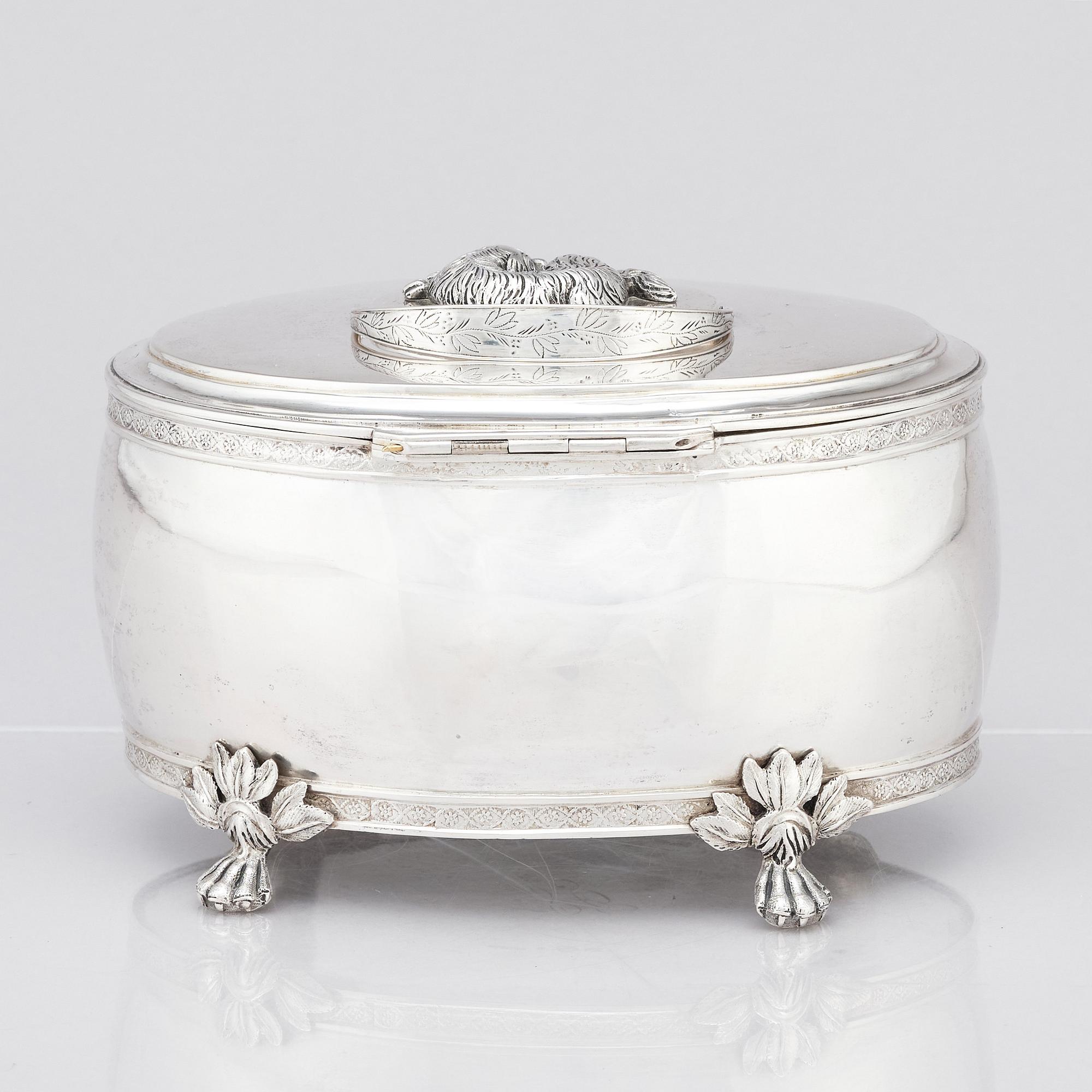 A Swedish 19th century silver sugar-casket, marks of Henrik Christoffer Klint the younger, Stockholm 1817.