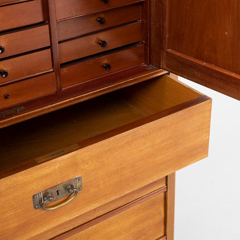A mahogny veneered art noveau archive cabinet, early 20th Century.