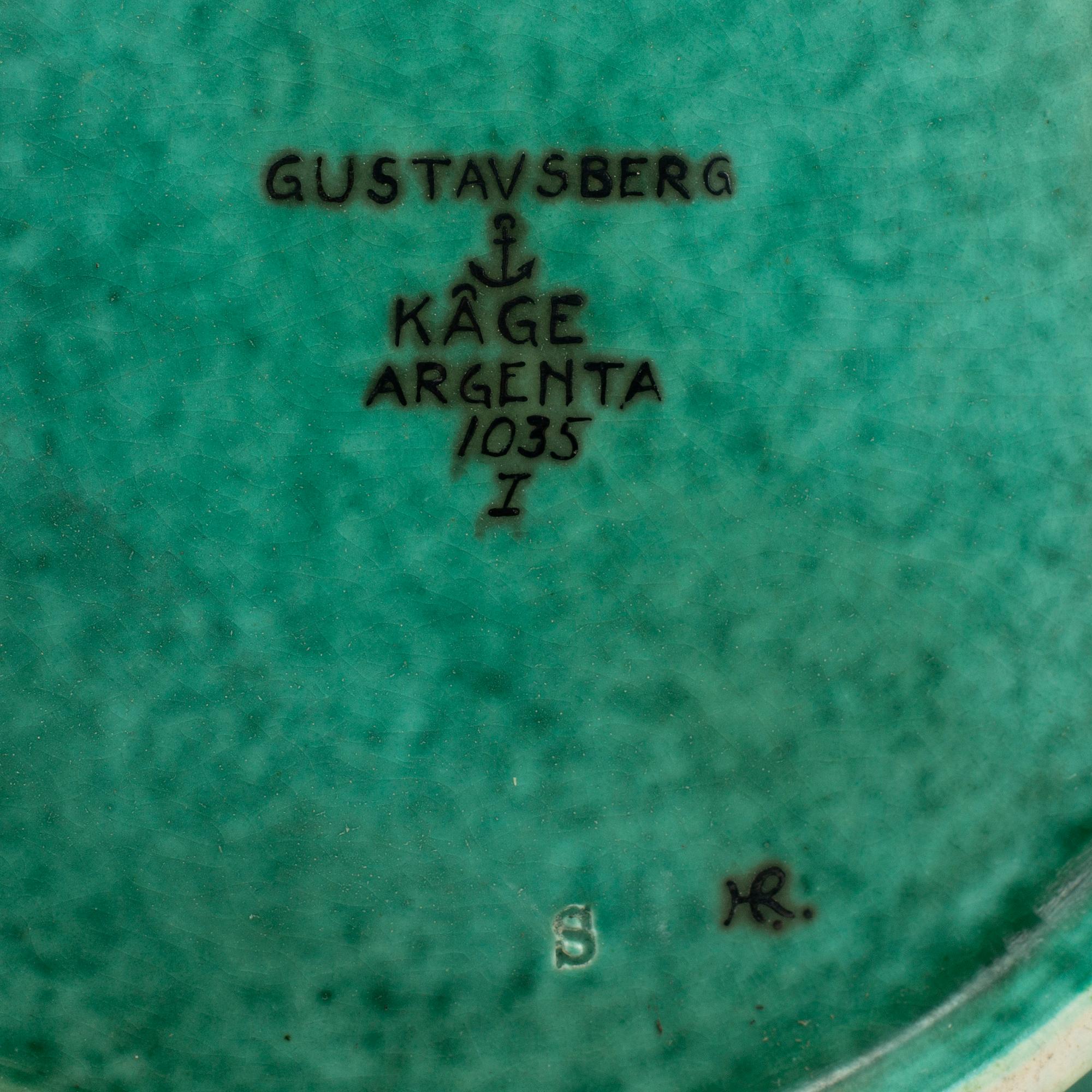 A stoneware 'Argenta' vase and dish by Wilhelm Kåge, Gustavsberg.