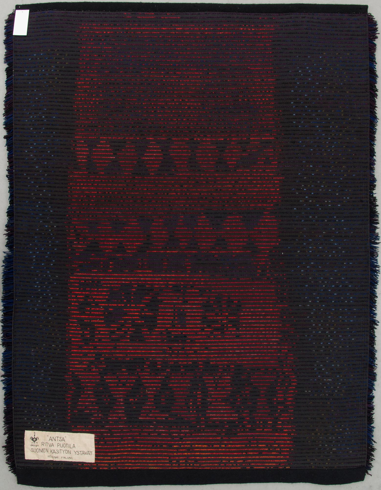 RITVA PUOTILA, ryijy, Suomen Käsityön Ystävät. Noin 158x115 cm.