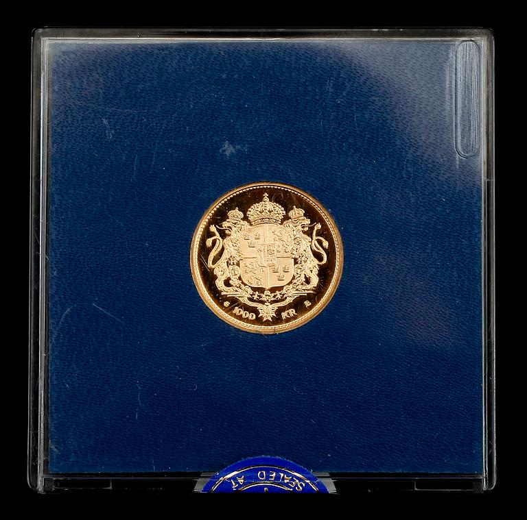 GULDMYNT, 1000 kr, Carl XVI Gustaf, 1996. Vikt 5,8 g.