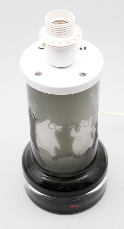 BORDSLAMPA, glas, Ove Sandeberg, signerad, Kosta, 1971.
