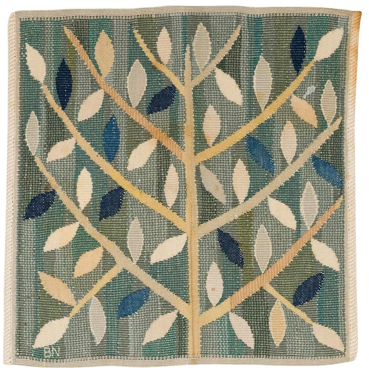 Barbro Nilsson, a textile, 'Grön kvist', tapestry weave, c 44 x 44 cm, signed BN.