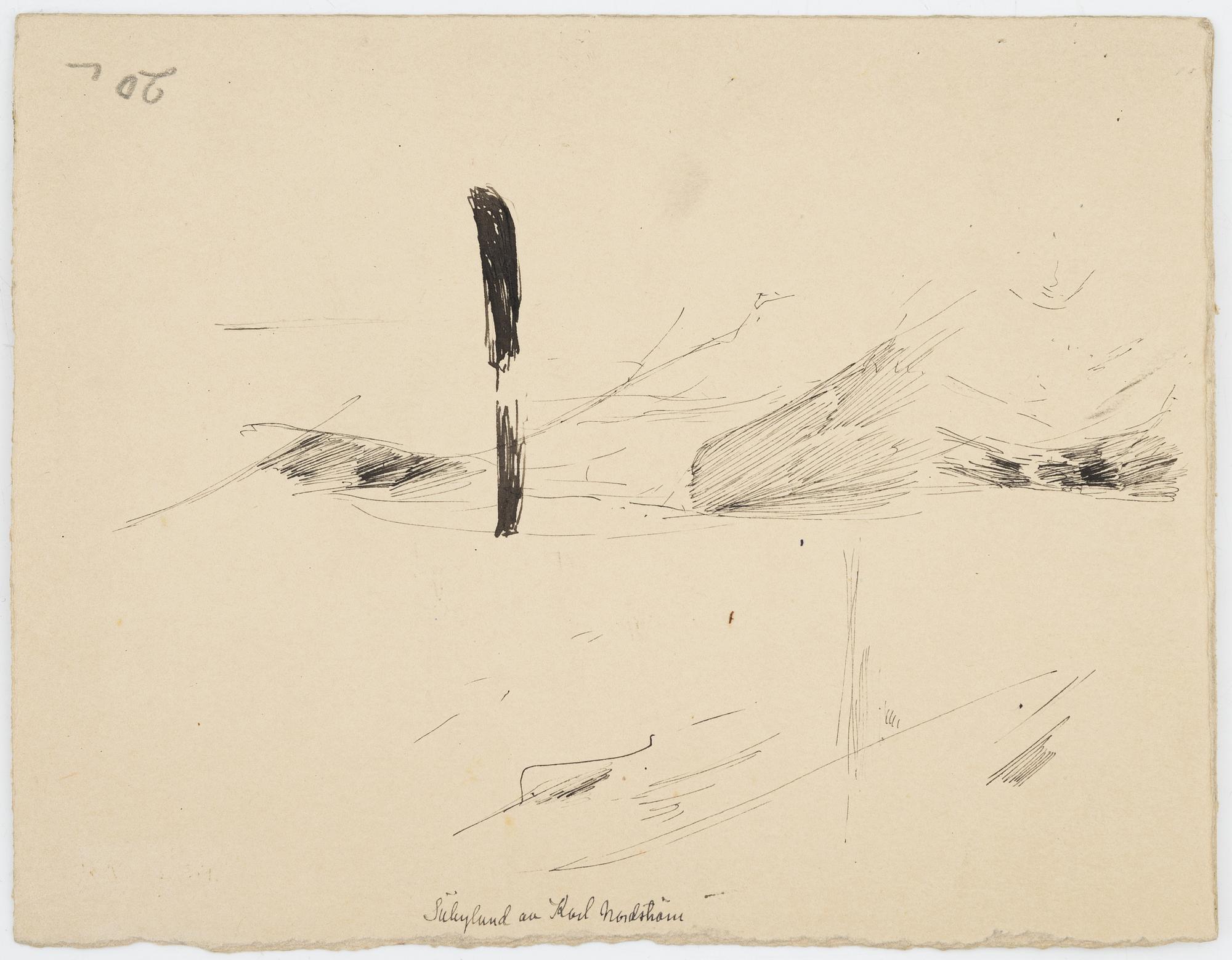 Karl Nordström, tuschteckning, dubbelsidig, signerad.