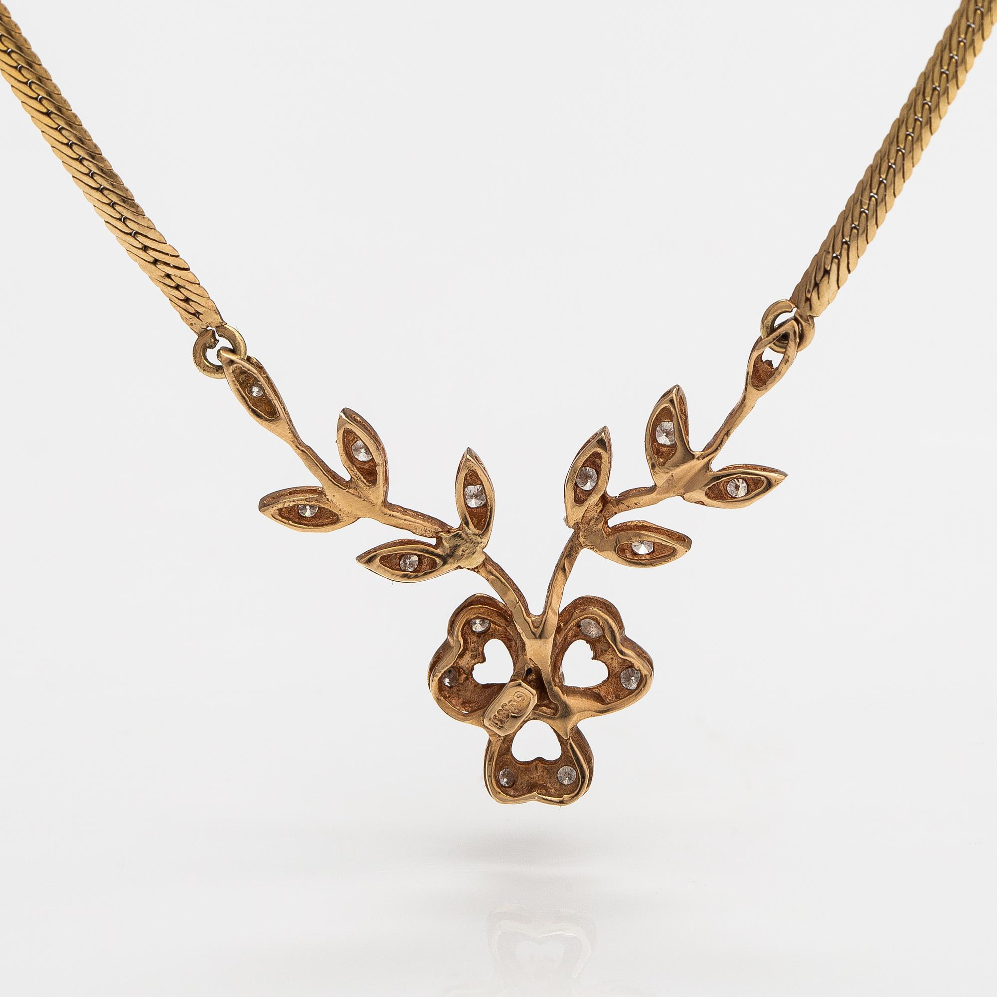 Kaulakoru, 14K kultaa ja timantteja n. 0.23 ct yht.
