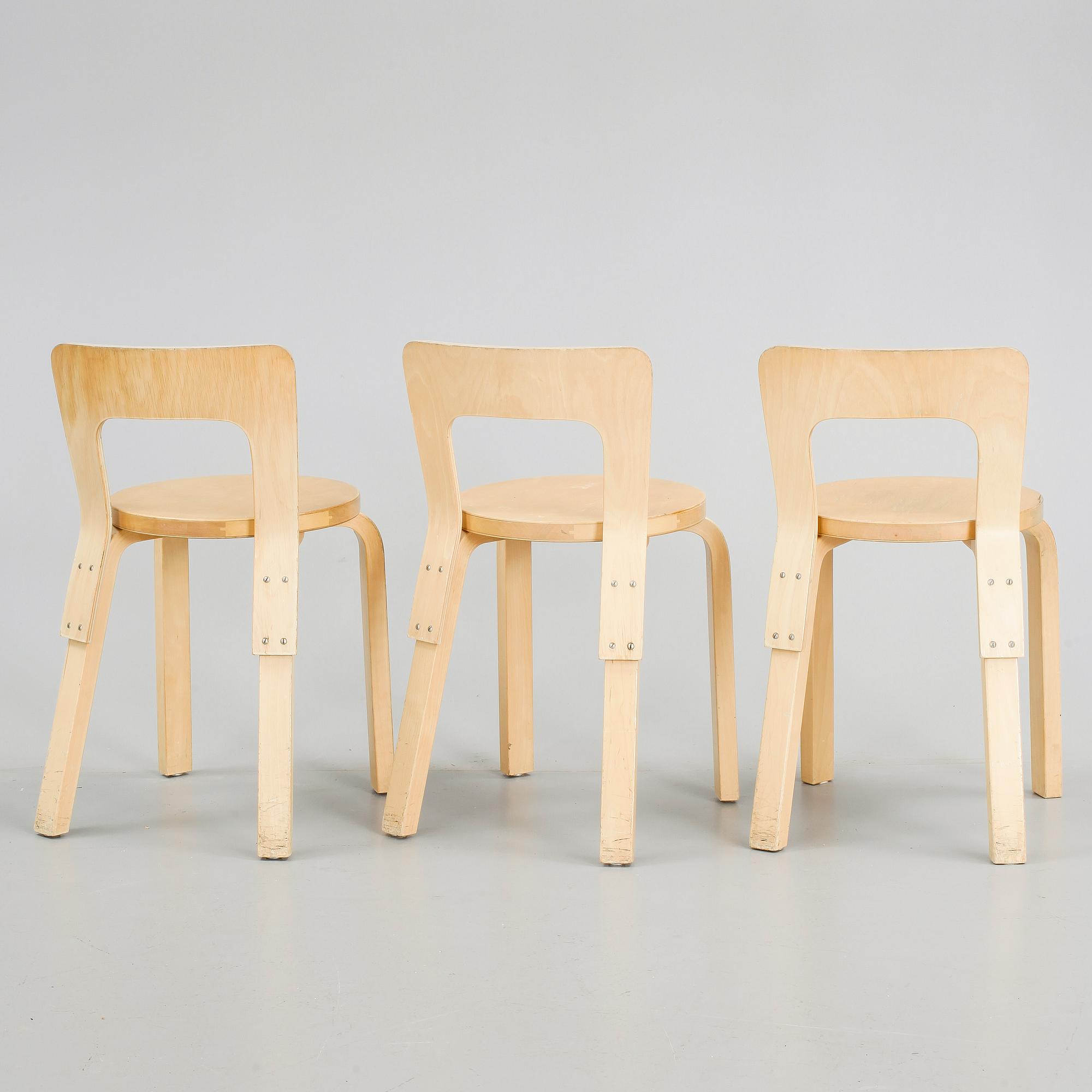 STOLAR, 3 st, modell nr 65, Alvar Aalto, Artek.