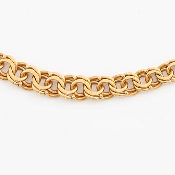 Necklace 18K gold, graduated Bismarck link,