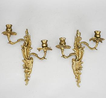 VÄGGAPPLIQUER, ett par, brons, rokokostil, 1900-tal.