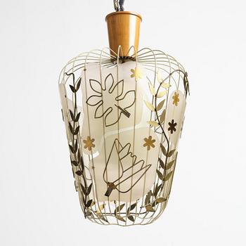 Hans Bergström, a rare ceiling lamp model "5A", ateljé Lyktan, Åhus, 1940s.