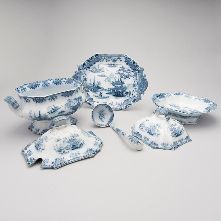 MATSERVIS, 57 delar, porslin, "Canton", Florentine China -serien,  England, 1800-tal.