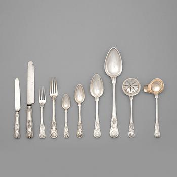 A Swedish 19th century 105 piece silver table-service, mark of Gustaf T Folcker, Stockholm 1840's / 1850's.