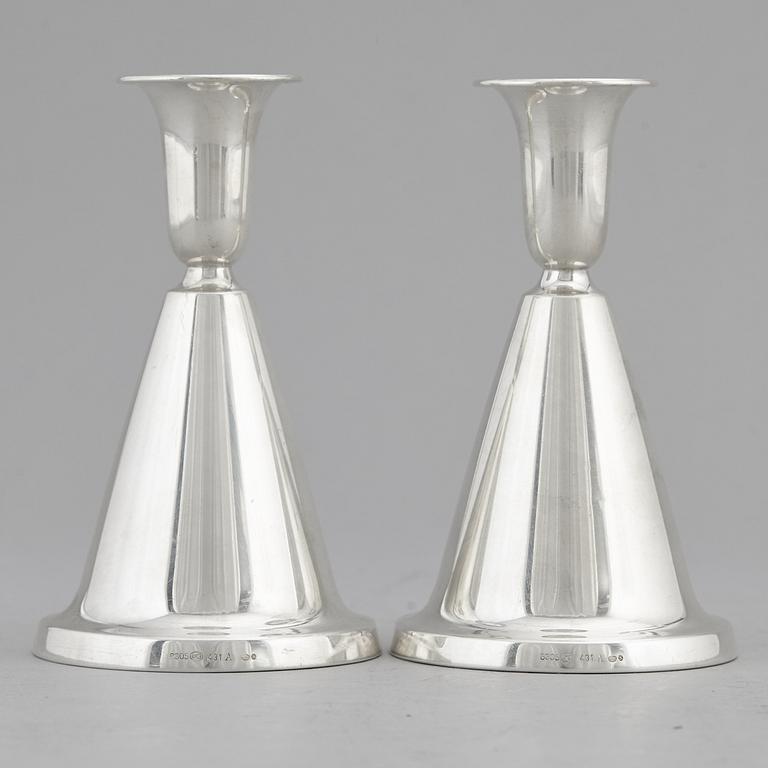 A pair of Norwegian silver candlesticks, mid 20th Century.