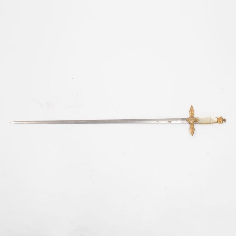 A Swedish small-sword, 19th Century, with scabbard.